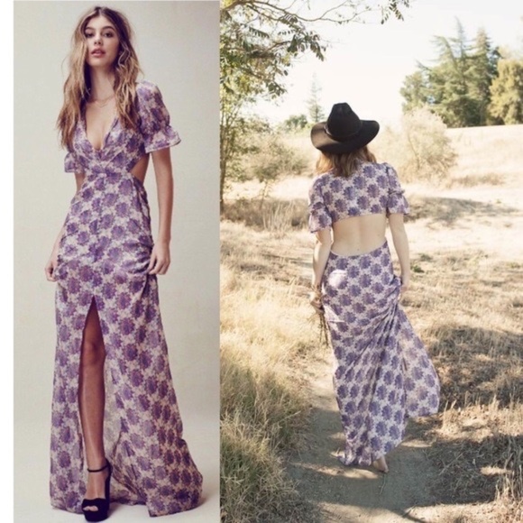 For Love And Lemons Dresses & Skirts - For Love & Lemons Clover Maxi Dress in Lilac Print M